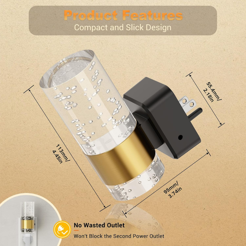 3000K Dimmable LED Night Light with Adjustable Brightness