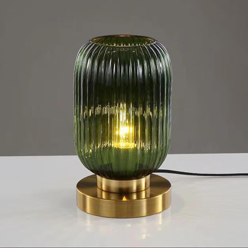 Small Column Ribbed Glass Night Stand Table Lamp