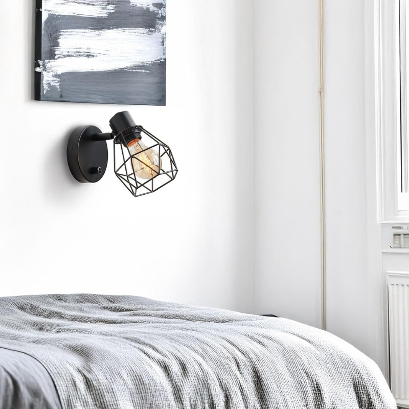 Vintage Metal Cage Wall Sconce with On/Off Switch