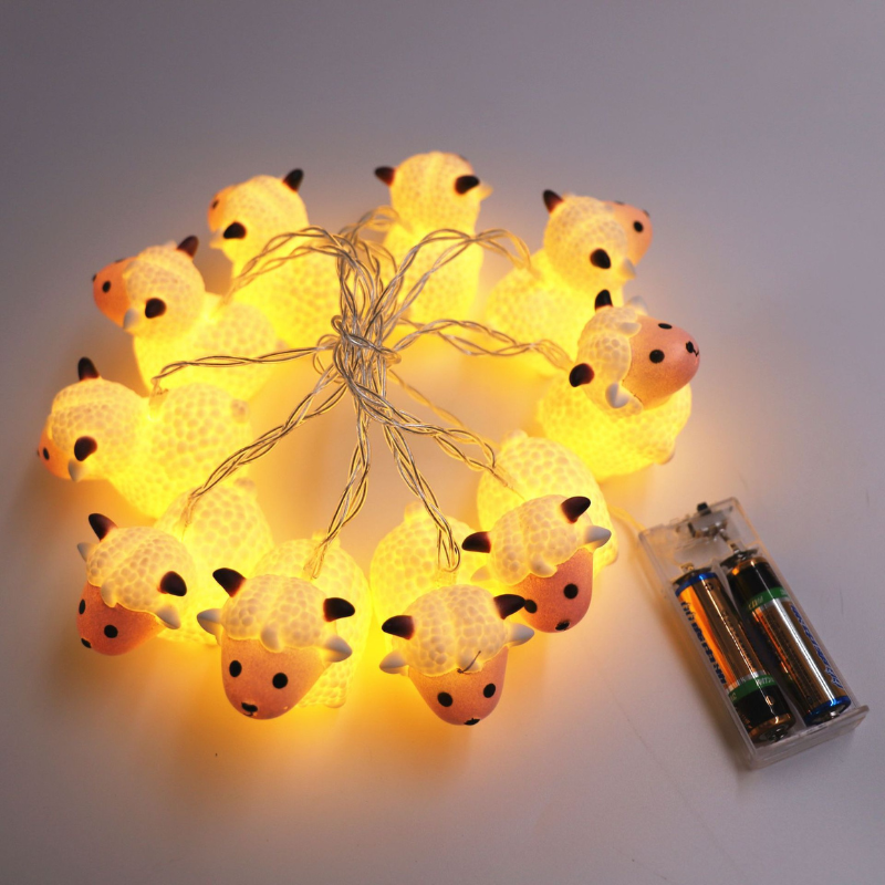 Assorted Color LED Sheep String Lights Decorative Cartoon Fairy Lights