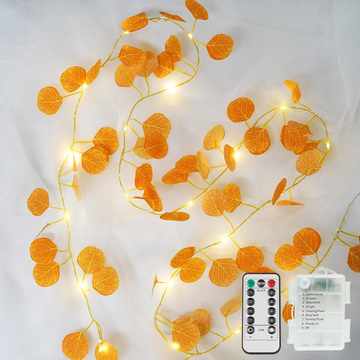 33ft 100 LED Eucalyptus Leaf String Lights Fairy Lights