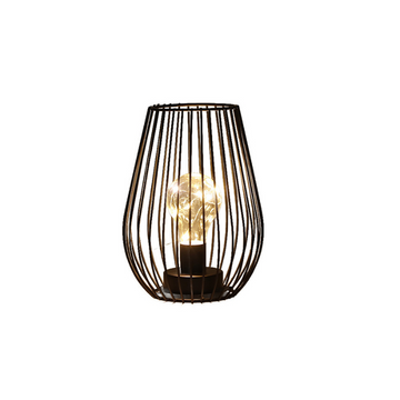 Metal Cordless Cage Shape Battery Operated Table Lamp