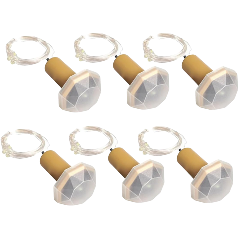 6 PCS Solar Powered Fairy String Lights Cork Wine Bottle LED Copper Wire