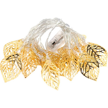 Golden Hollow Leaf String Light Warm White Iron Fairy Light